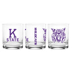 Set of 2 K-State Wildcats College Vault Sketch 14oz Rocks Glasses