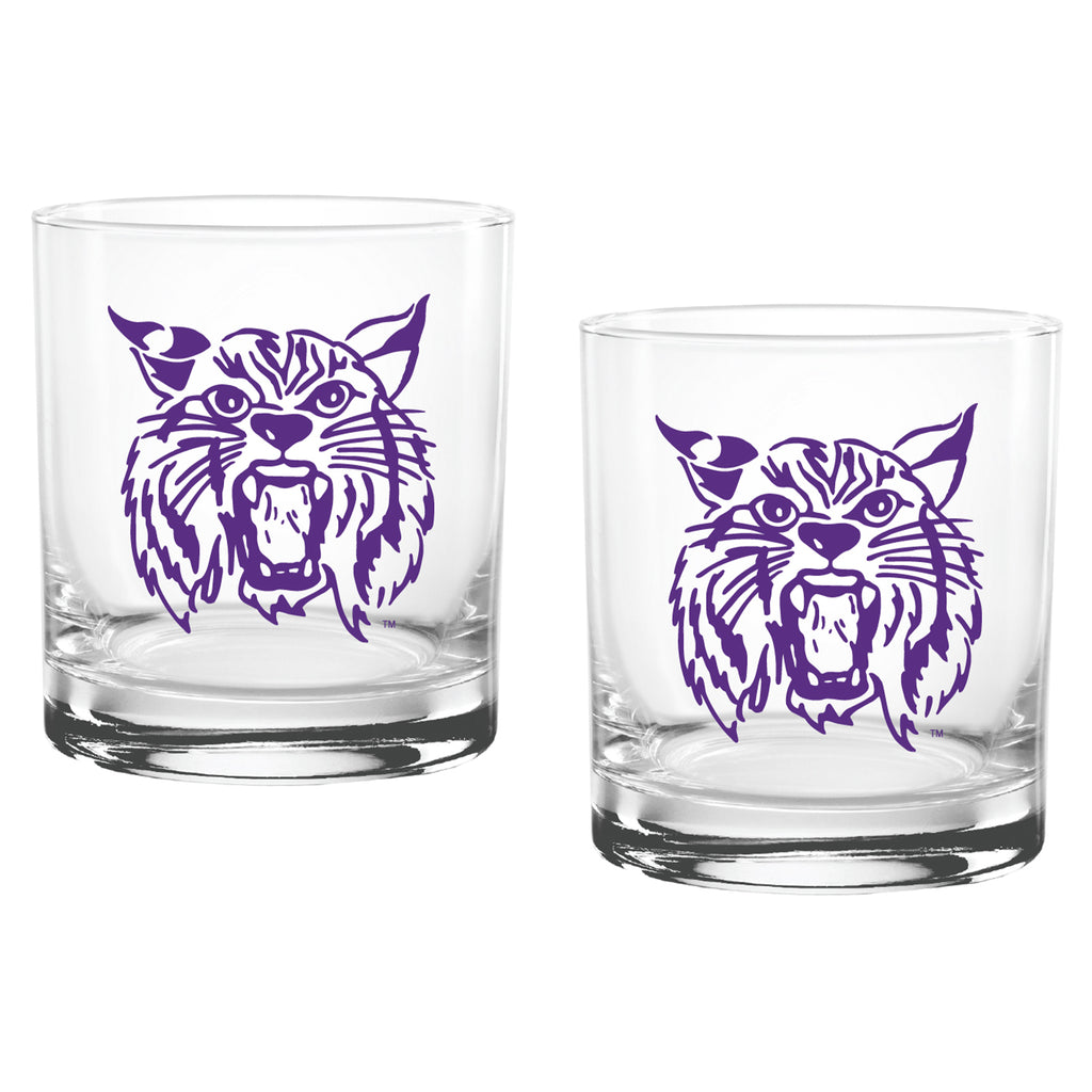 Set of 2 K-State Wildcats College Vault Sketch 14oz Rocks Glasses