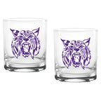 Set of 2 K-State Wildcats College Vault Sketch 14oz Rocks Glasses
