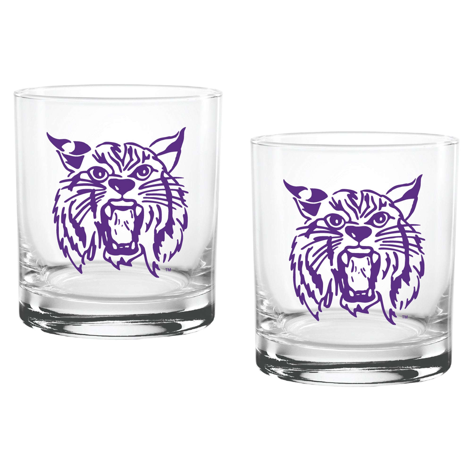 Set of 2 K-State Wildcats College Vault Sketch 14oz Rocks Glasses