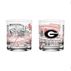 Set of 2 Georgia Bulldogs Campus Line Art 14oz Rocks Glasses