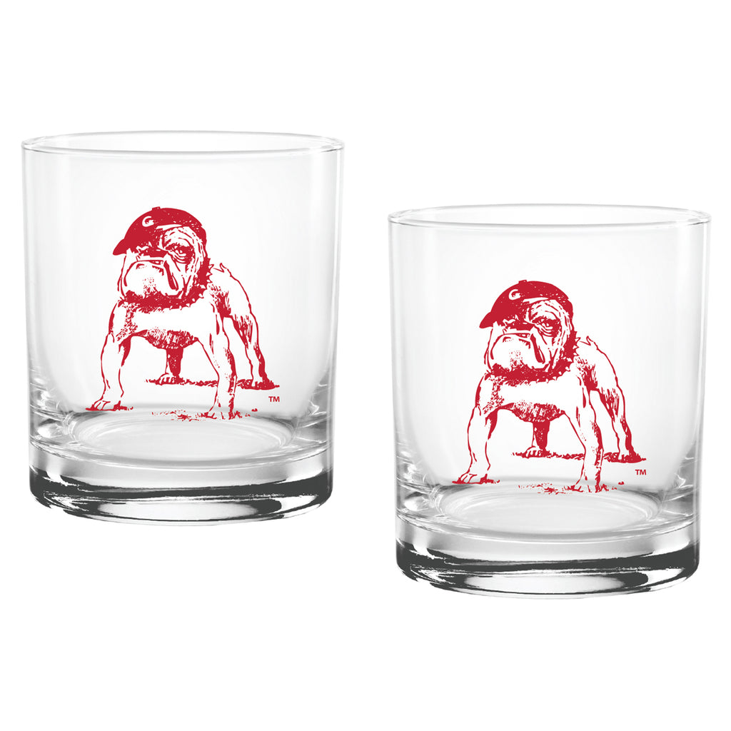 Set of 2 Georgia Bulldogs College Vault Sketch 14oz Rocks Glasses