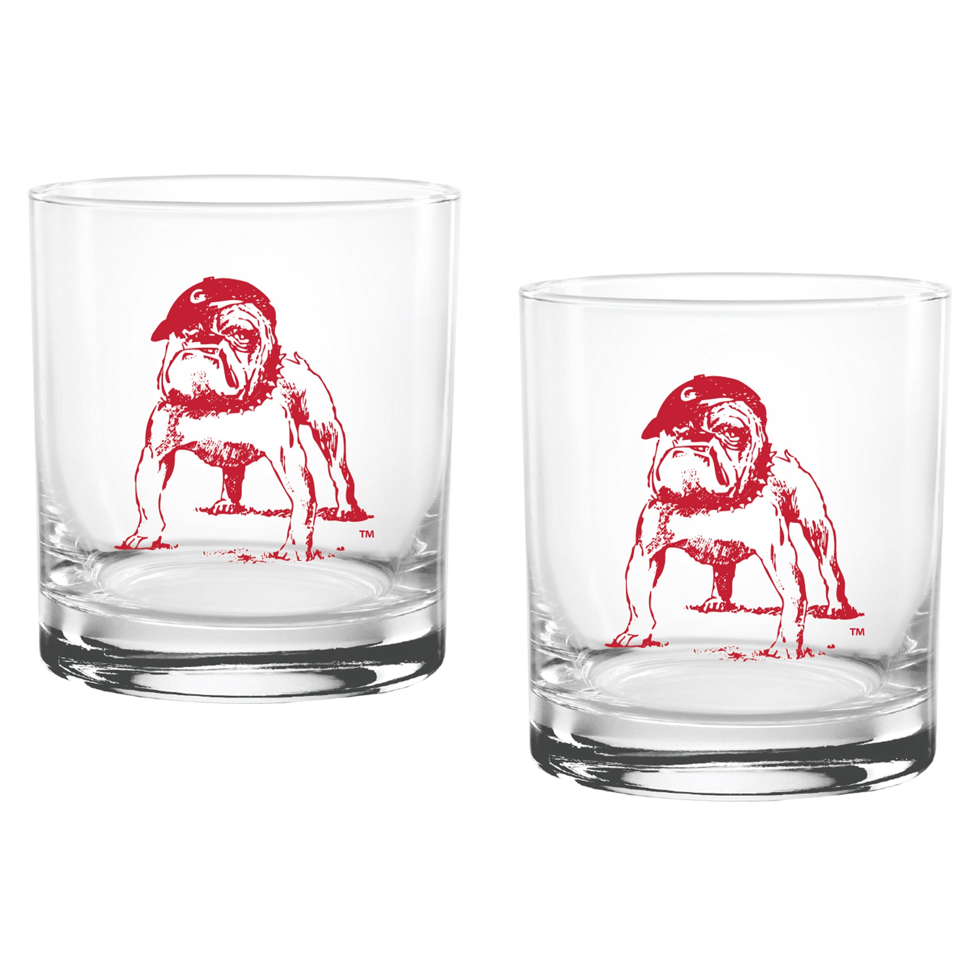 Set of 2 Georgia Bulldogs College Vault Sketch 14oz Rocks Glasses