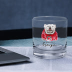 Set of 4 Georgia Bulldogs Mascot by Laura Wilcox 14oz Rocks Glasses