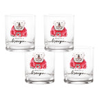 Set of 4 Georgia Bulldogs Mascot by Laura Wilcox 14oz Rocks Glasses
