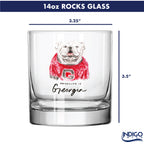 Set of 4 Georgia Bulldogs Mascot by Laura Wilcox 14oz Rocks Glasses
