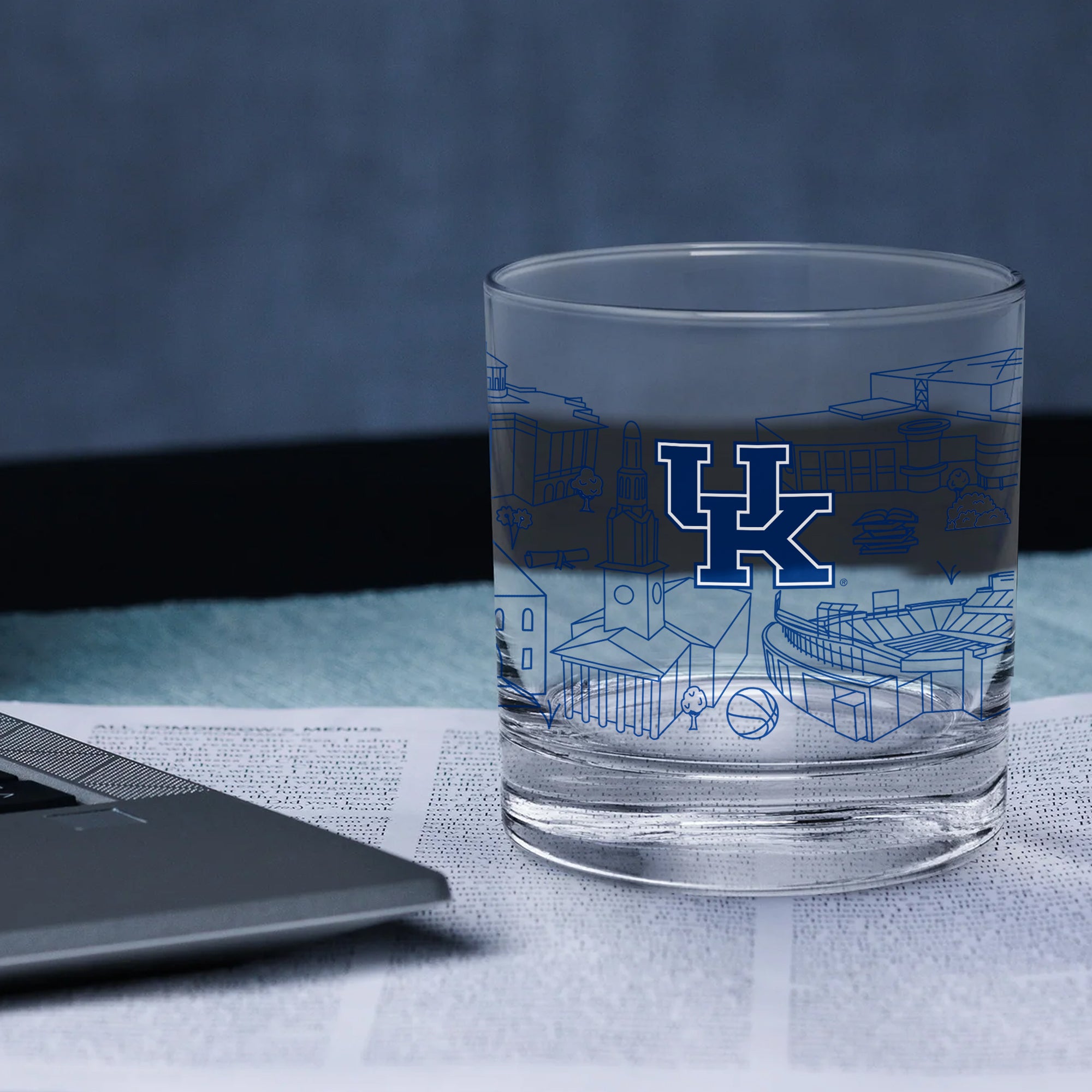 Set of 4 Kentucky Wildcats Campus Line Art 14oz Rocks Glasses