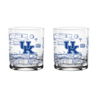 Set of 2 Kentucky Wildcats Campus Line Art 14oz Rocks Glasses