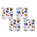 Set of 4 Kentucky Wildcats 14oz Local Rocks Glasses