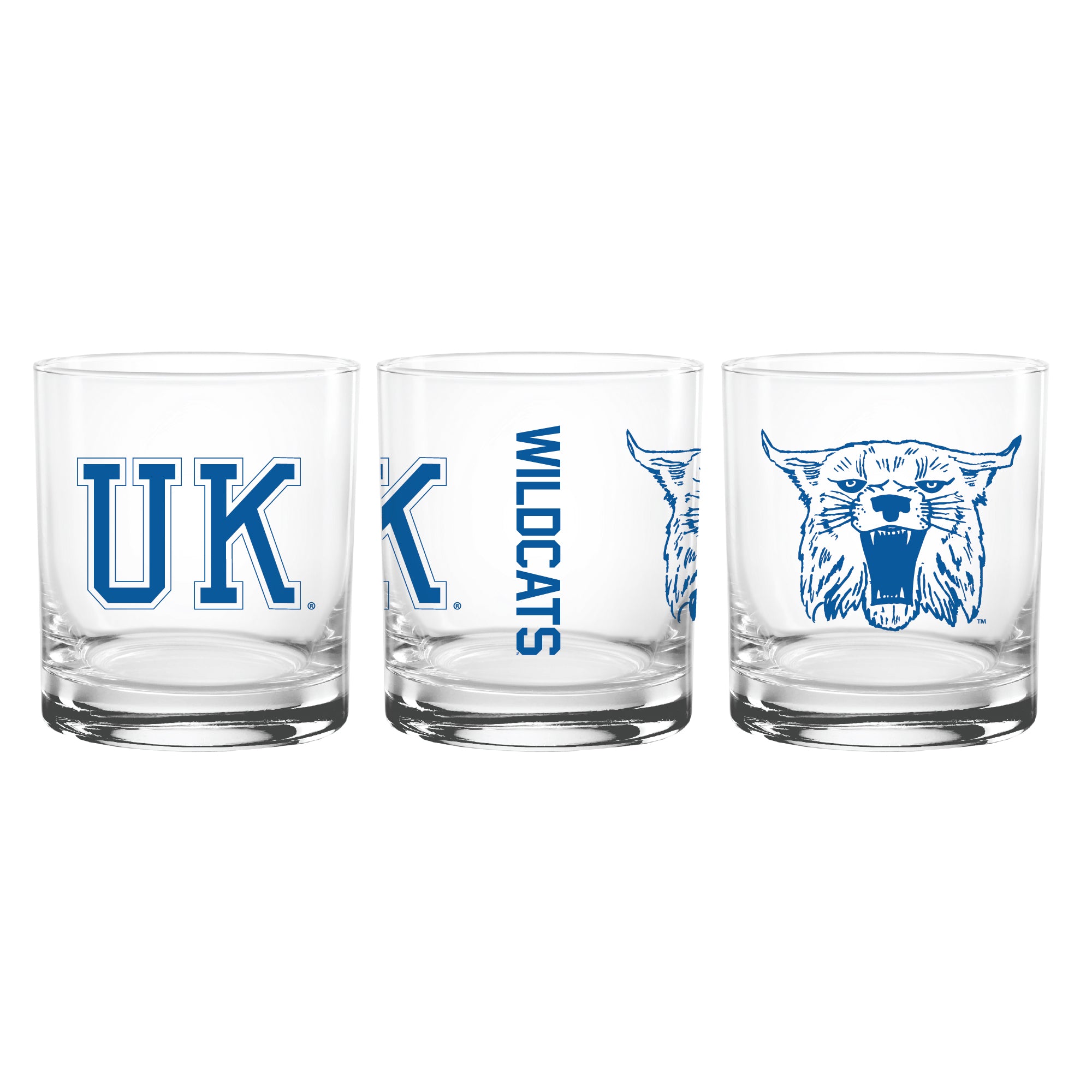 Set of 2 Kentucky Wildcats College Vault Sketch 14oz Rocks Glasses