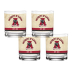 Set of 4 Alabama Crimson Tide College Vault Tan Retro 14oz Rocks Glasses