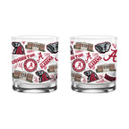 Set of 2 Alabama Crimson Tide 14oz Local Rocks Glasses