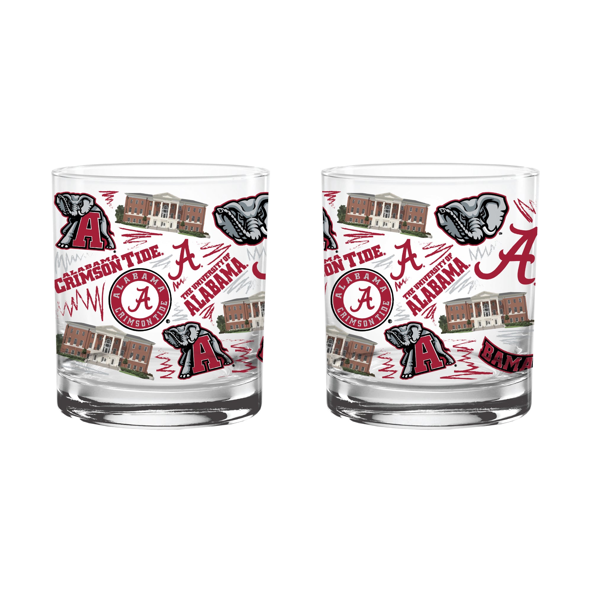 Set of 2 Alabama Crimson Tide 14oz Local Rocks Glasses