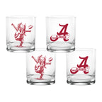 Set of 4 Alabama Crimson Tide College Vault Sketch 14oz Rocks Glasses