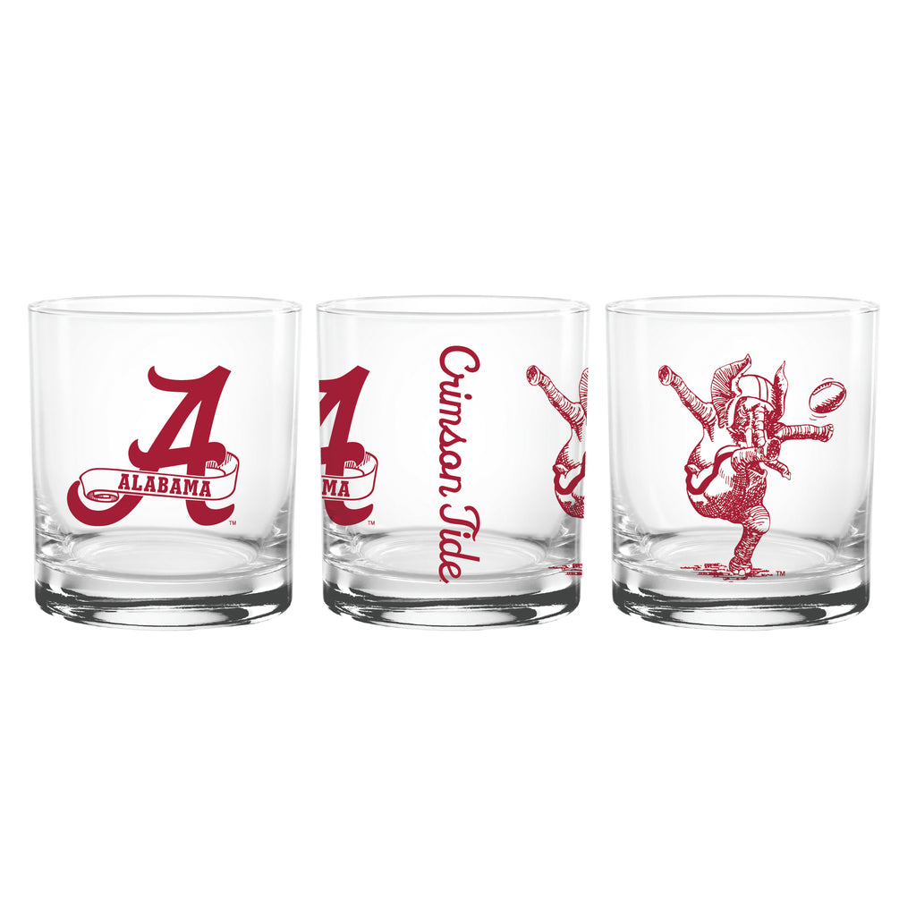 Set of 2 Alabama Crimson Tide College Vault Sketch 14oz Rocks Glasses