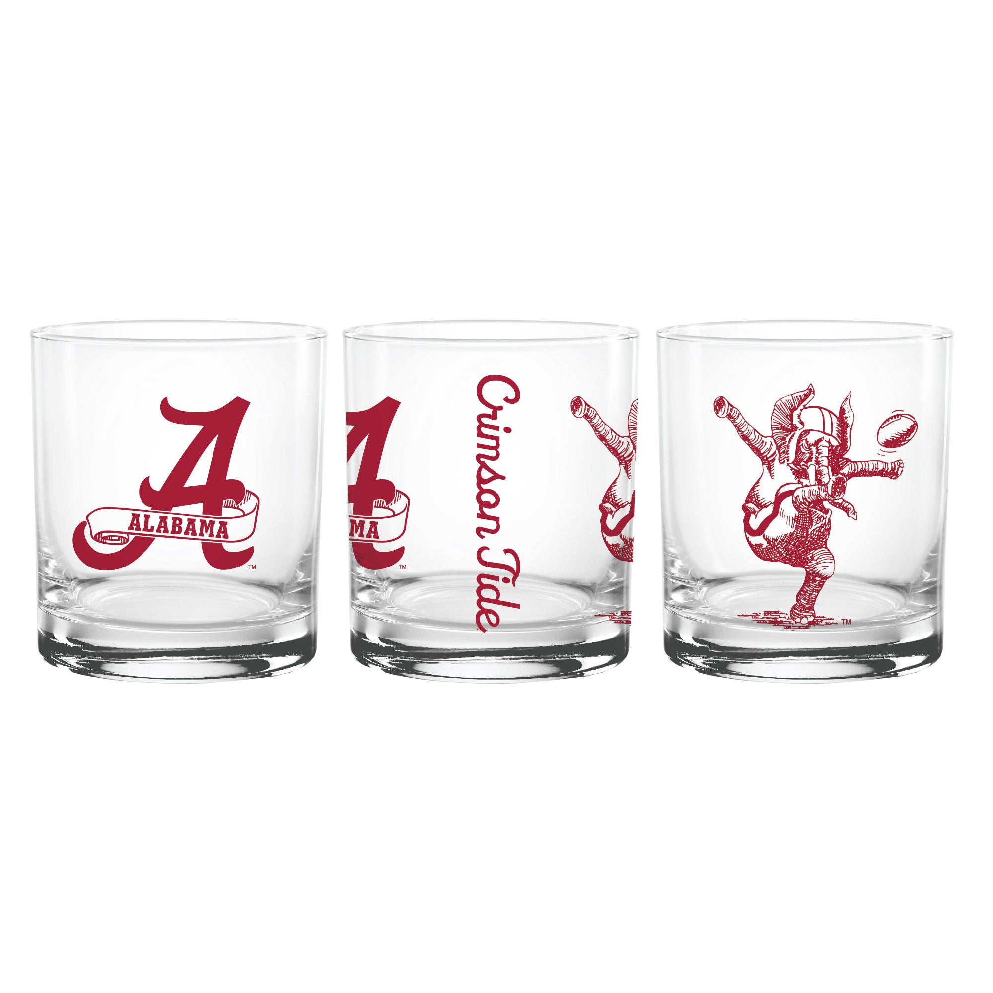 Set of 2 Alabama Crimson Tide College Vault Sketch 14oz Rocks Glasses