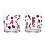 Set of 2 Alabama Crimson Tide Basketball Sketch 14oz Rocks Glasses
