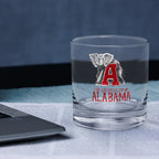 Set of 4 Alabama Crimson Tide Mascot by Laura Wilcox 14oz Rocks Glasses