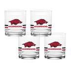 Set of 4 Arkansas Razorbacks 14oz Ring Rocks Glasses