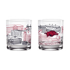 Set of 2 Arkansas Razorbacks Campus Line Art 14oz Rocks Glasses
