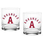Set of 2 Arkansas Razorbacks College Vault Sketch 14oz Rocks Glasses