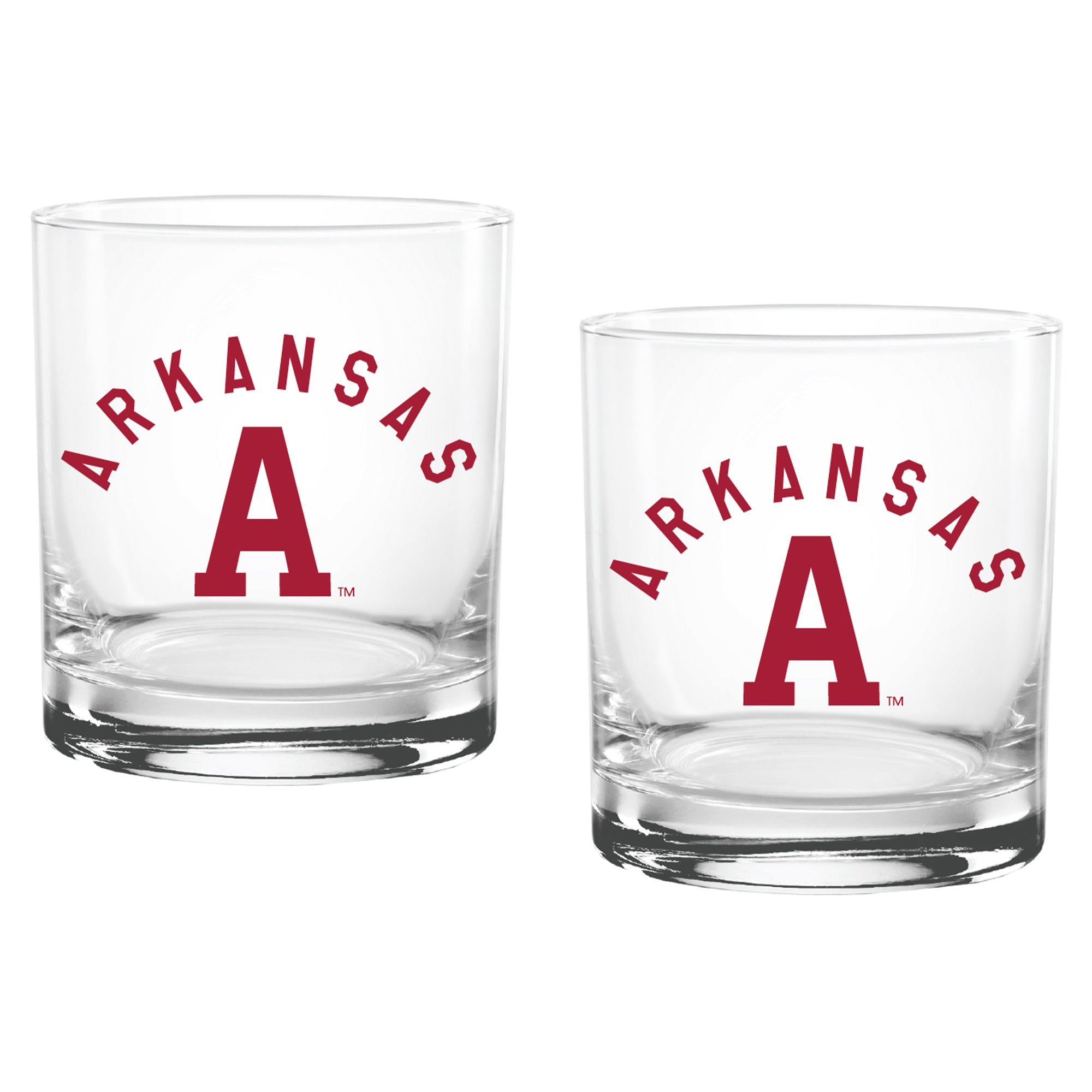 Set of 2 Arkansas Razorbacks College Vault Sketch 14oz Rocks Glasses