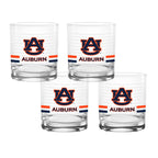 Set of 4 Auburn Tigers 14oz Ring Rocks Glasses