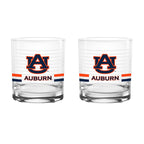 Set of 2 Auburn Tigers 14oz Ring Rocks Glasses