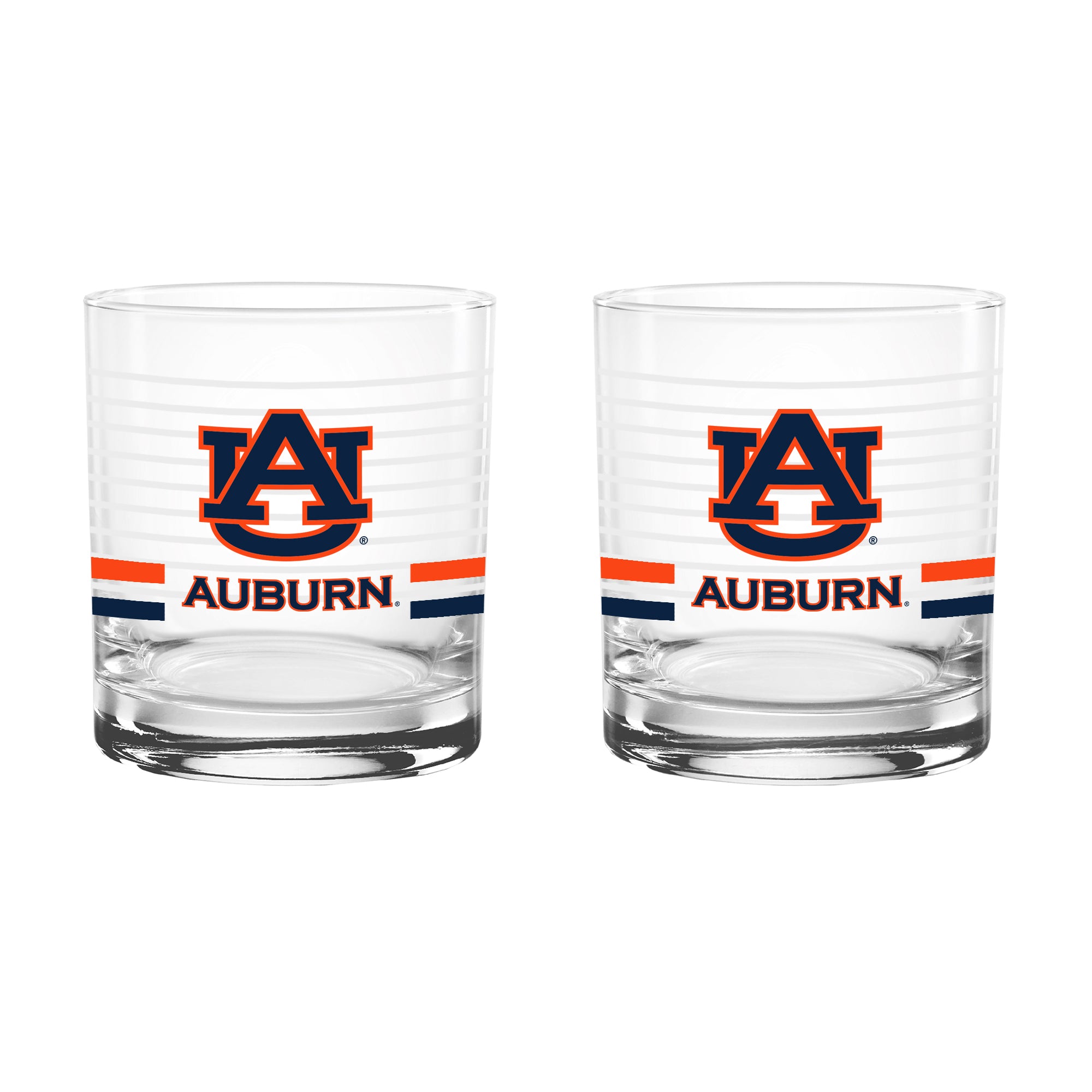 Set of 2 Auburn Tigers 14oz Ring Rocks Glasses