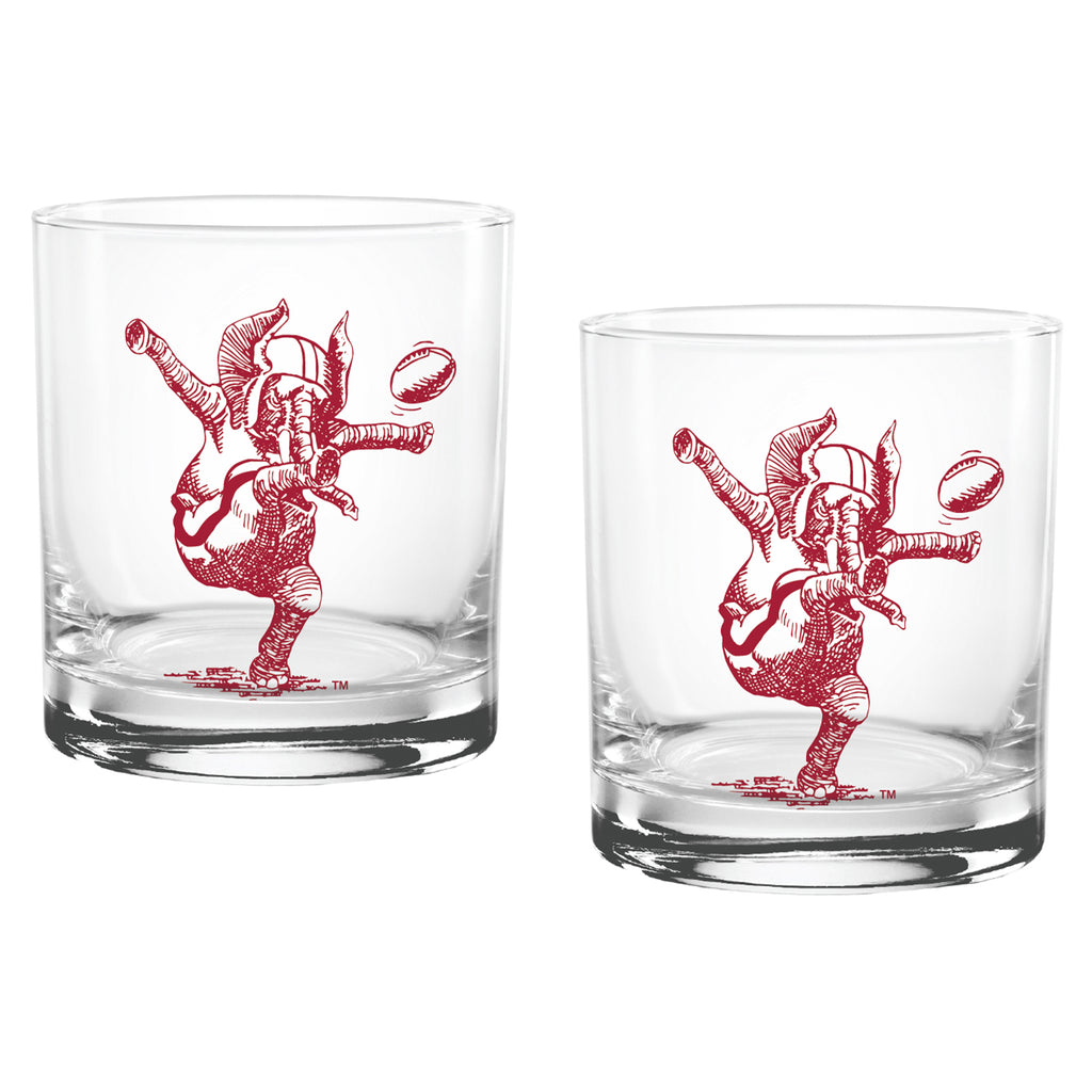Set of 2 Alabama Crimson Tide College Vault Sketch 14oz Rocks Glasses
