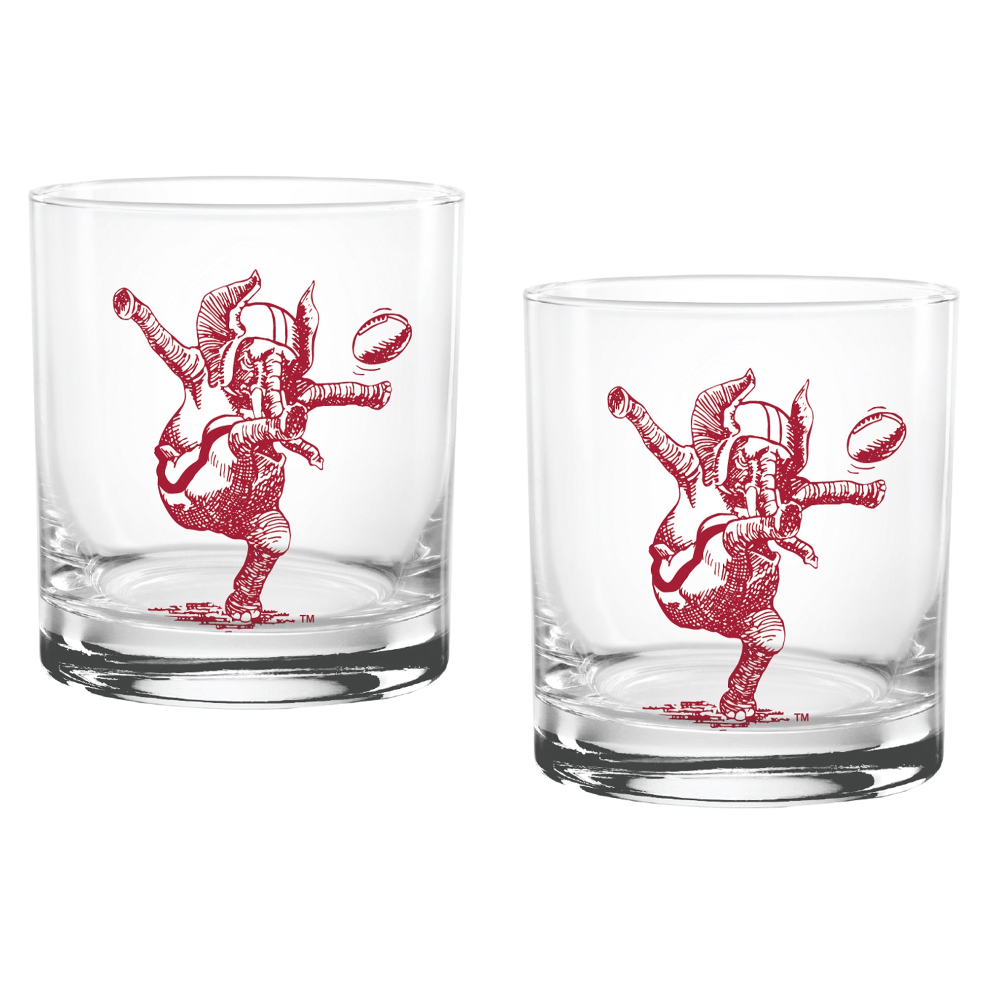 Set of 2 Alabama Crimson Tide College Vault Sketch 14oz Rocks Glasses
