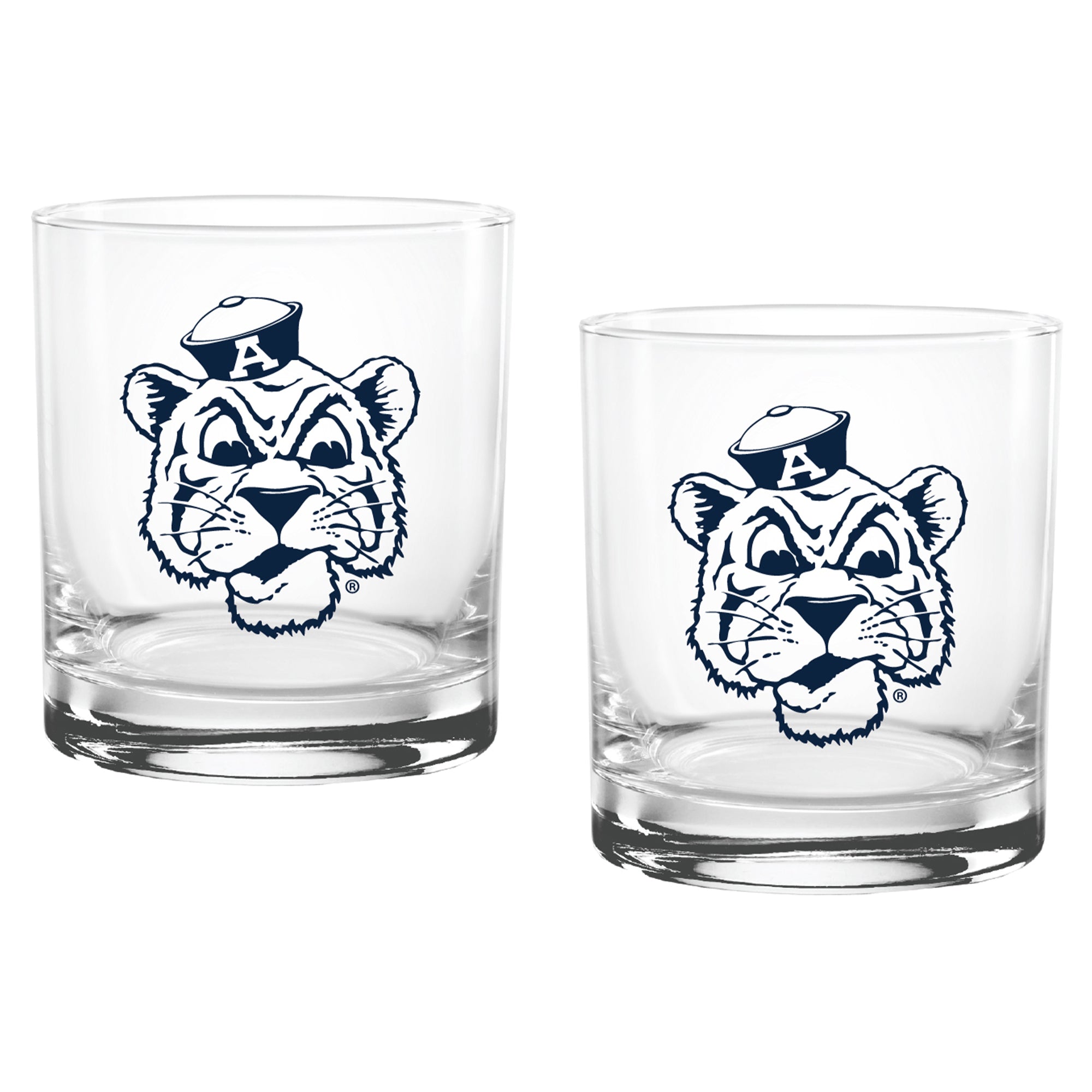 Set of 2 Auburn Tigers College Vault Sketch 14oz Rocks Glasses