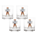 Set of 4 Auburn Tigers Mascot by Laura Wilcox 14oz Rocks Glasses