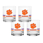 Set of 4 Clemson Tigers 14oz Ring Rocks Glasses