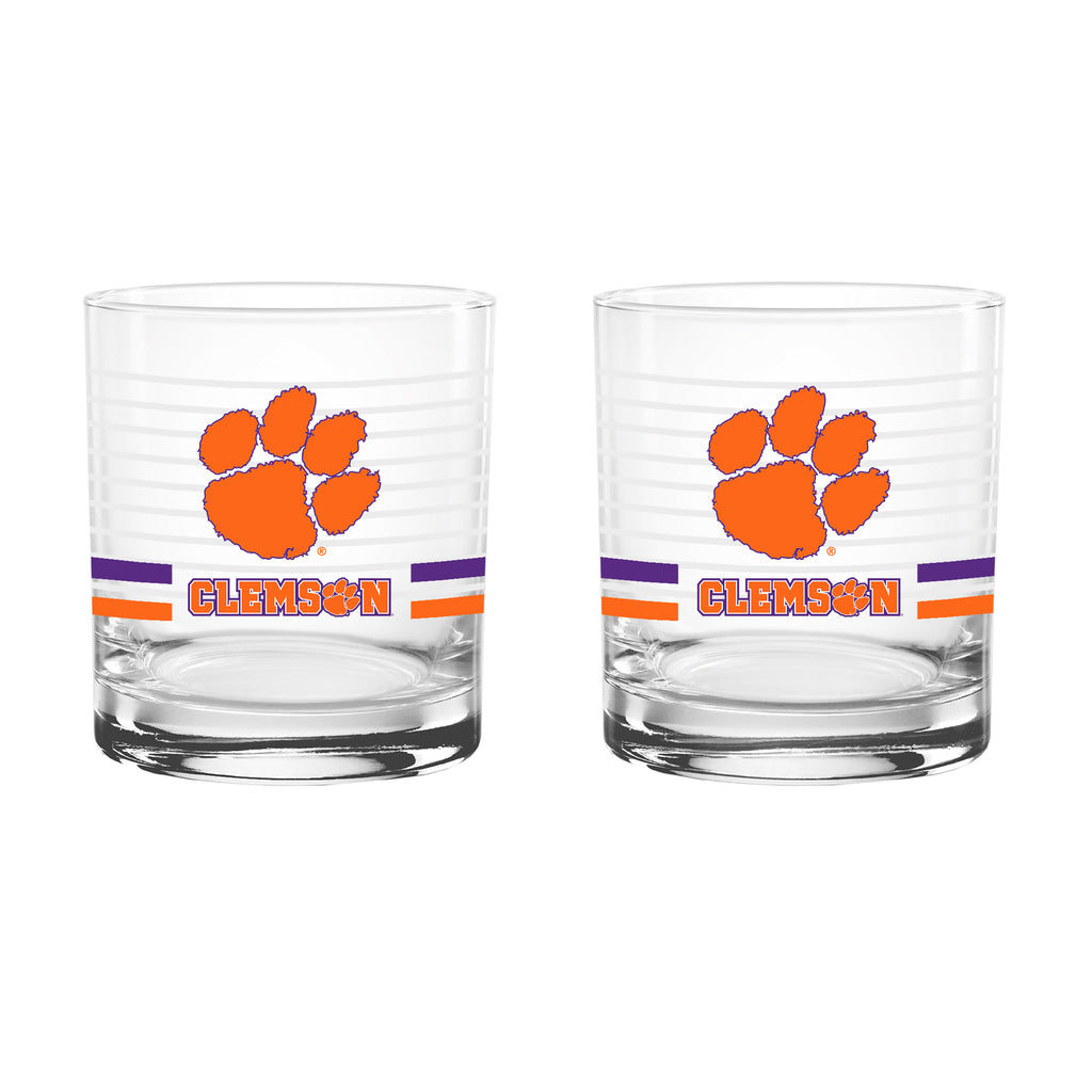 Set of 2 Clemson Tigers 14oz Ring Rocks Glasses