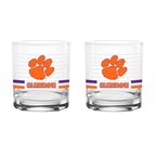 Set of 2 Clemson Tigers 14oz Ring Rocks Glasses