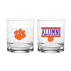 Set of 2 Clemson Tigers 14oz Alumni Rocks Glasses