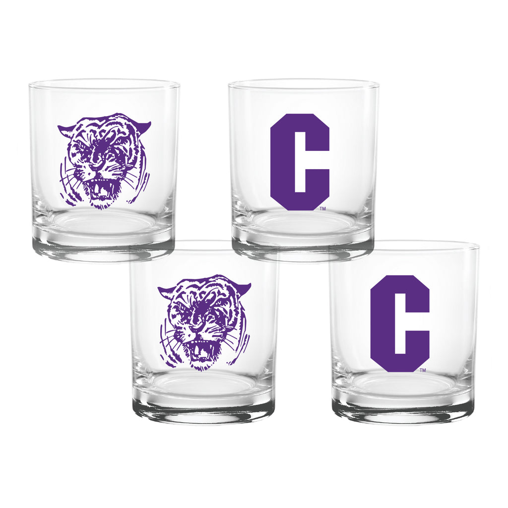 Set of 4 Clemson Tigers College Vault Sketch 14oz Rocks Glasses