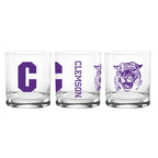 Set of 2 Clemson Tigers College Vault Sketch 14oz Rocks Glasses
