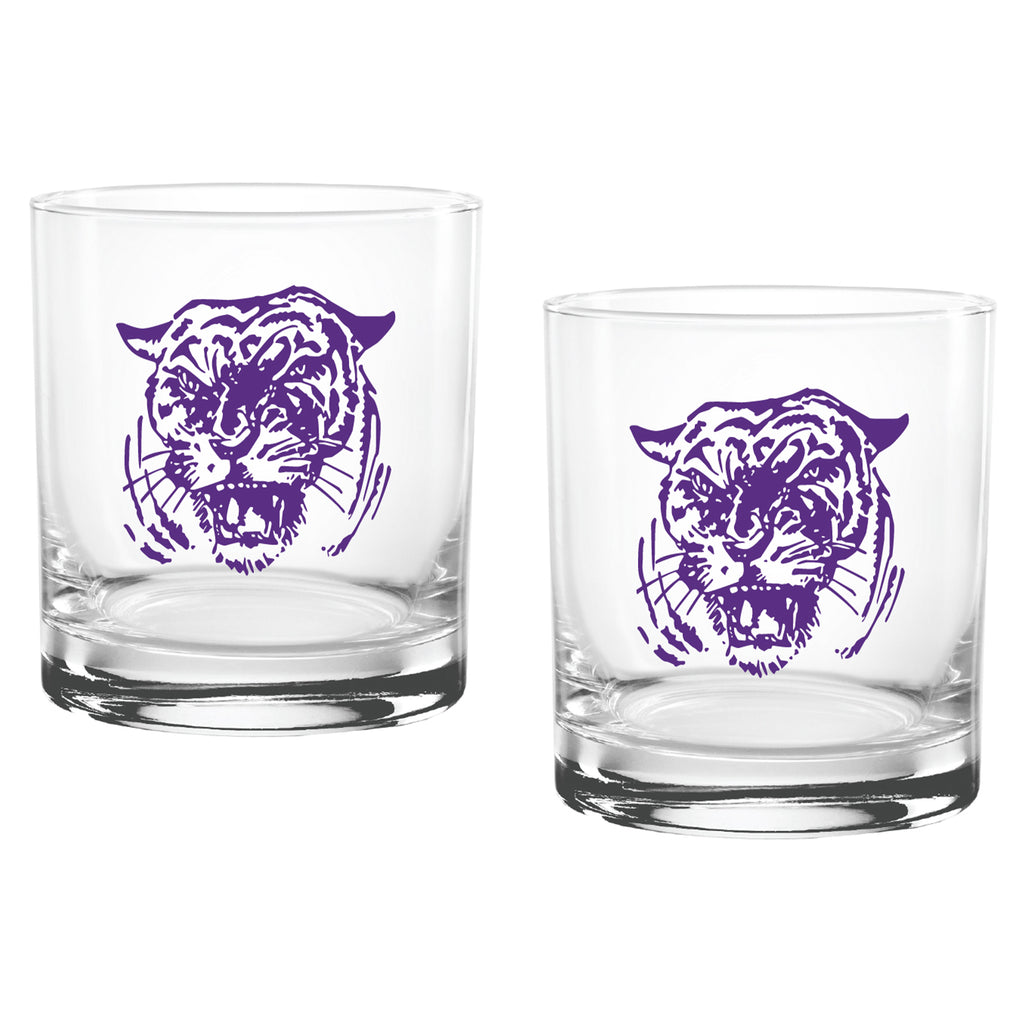 Set of 2 Clemson Tigers College Vault Sketch 14oz Rocks Glasses