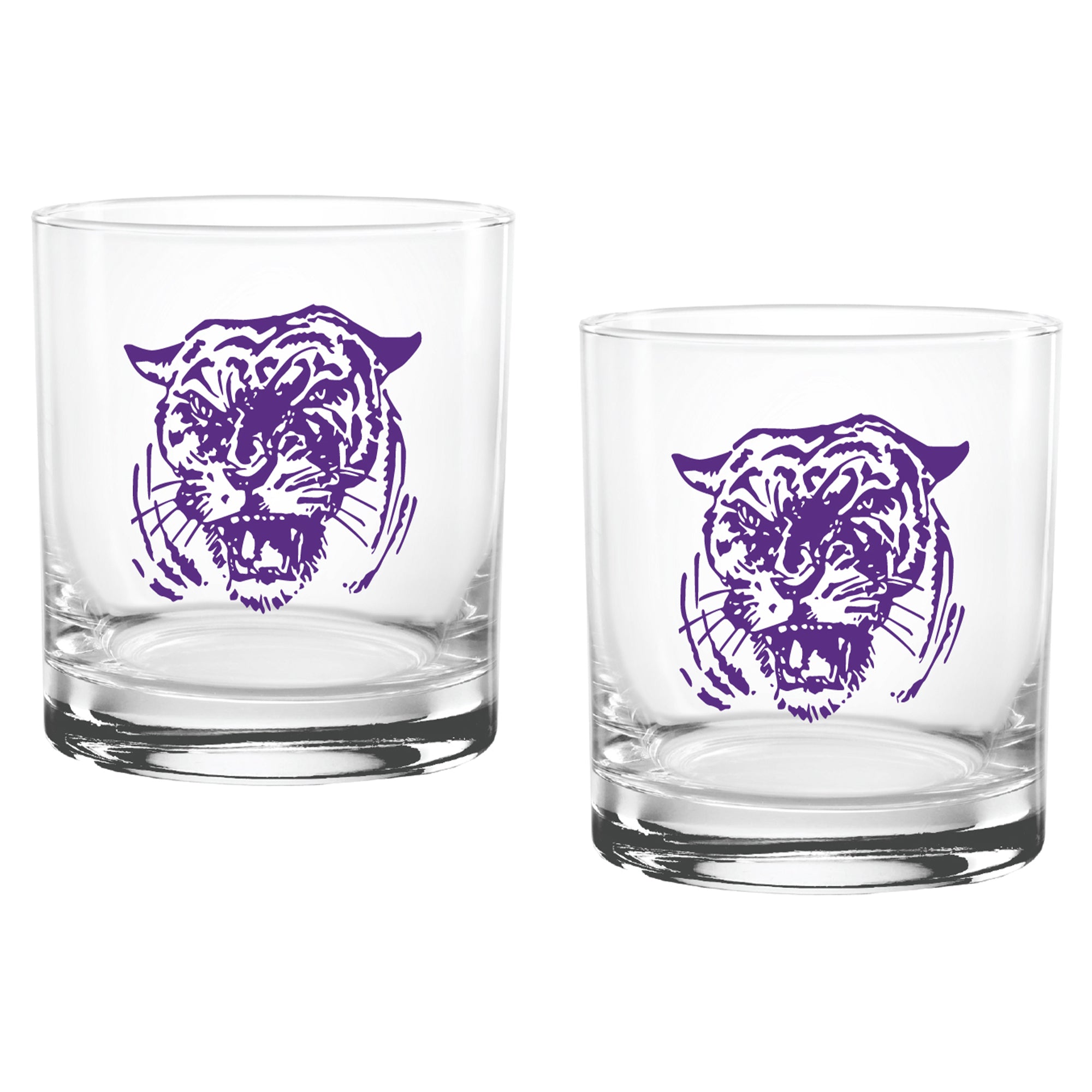 Set of 2 Clemson Tigers College Vault Sketch 14oz Rocks Glasses