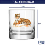 Set of 4 Clemson Tigers Mascot by Laura Wilcox 14oz Rocks Glasses