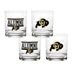 Set of 4 Colorado Buffaloes 14oz Alumni Rocks Glasses
