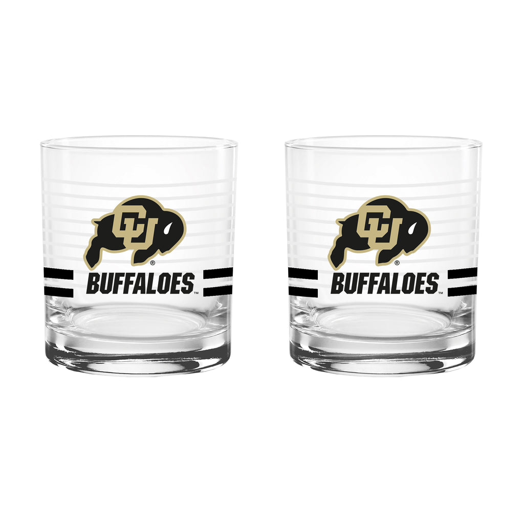 Set of 2 Colorado Buffaloes 14oz Ring Rocks Glasses