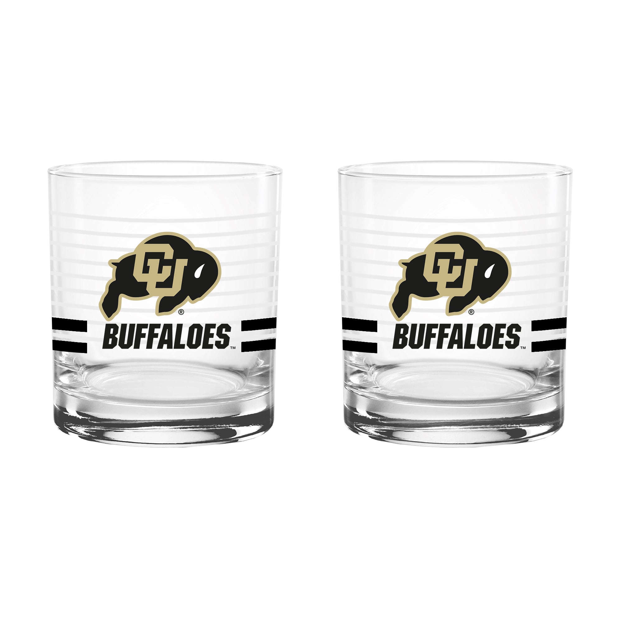 Set of 2 Colorado Buffaloes 14oz Ring Rocks Glasses