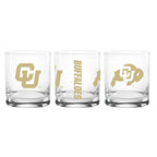 Set of 2 Colorado Buffaloes College Vault Sketch 14oz Rocks Glasses