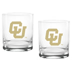 Set of 2 Colorado Buffaloes College Vault Sketch 14oz Rocks Glasses