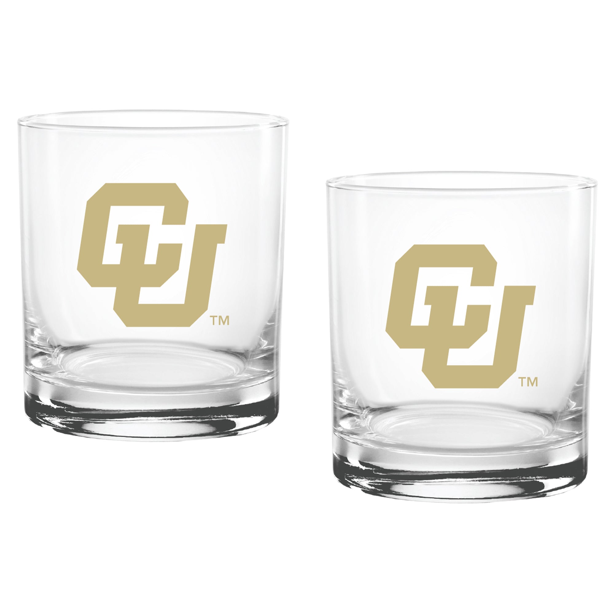 Set of 2 Colorado Buffaloes College Vault Sketch 14oz Rocks Glasses
