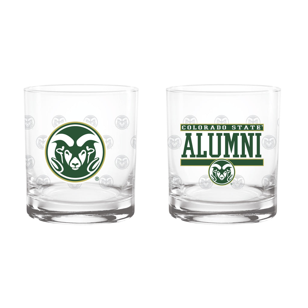 Set of 2 Colorado State Rams 14oz Alumni Rocks Glasses