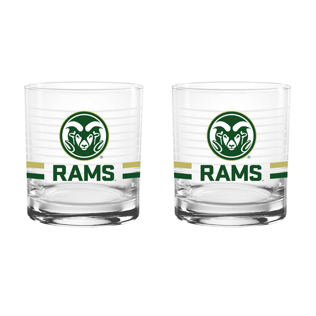 Set of 2 Colorado State Rams 14oz Ring Rocks Glasses